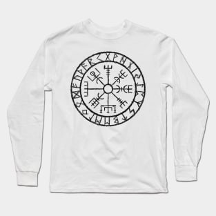 Hand-drawn Vegvisir - Viking compass Long Sleeve T-Shirt